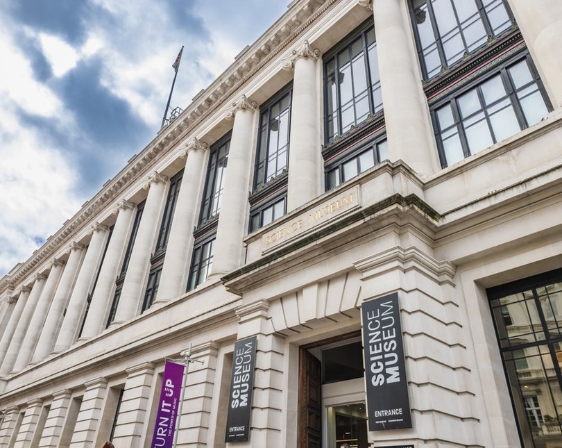 Outside of the science museum building on Exhibition Road