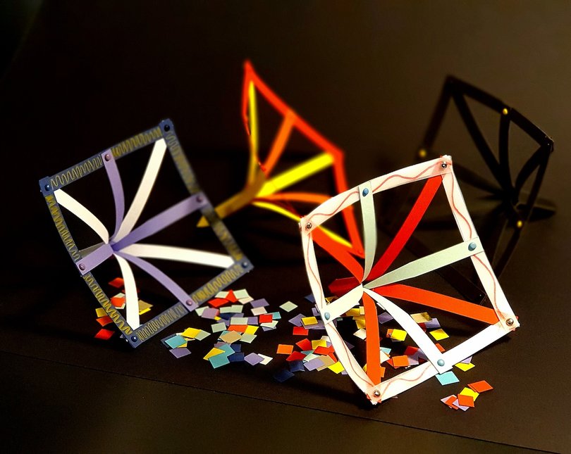 Colourful, origami square ornaments