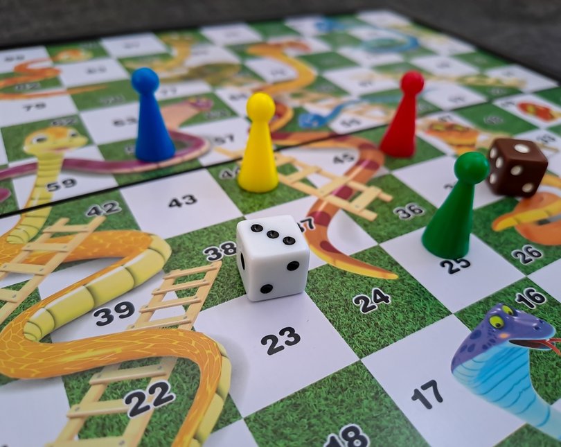 Photo of the board game snakes and ladders