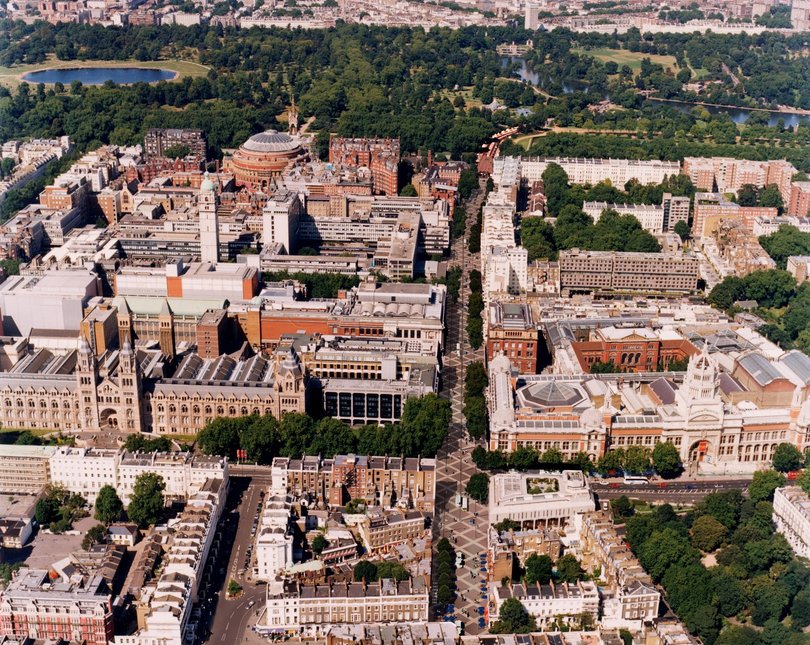 An aerial photo of South Kensington