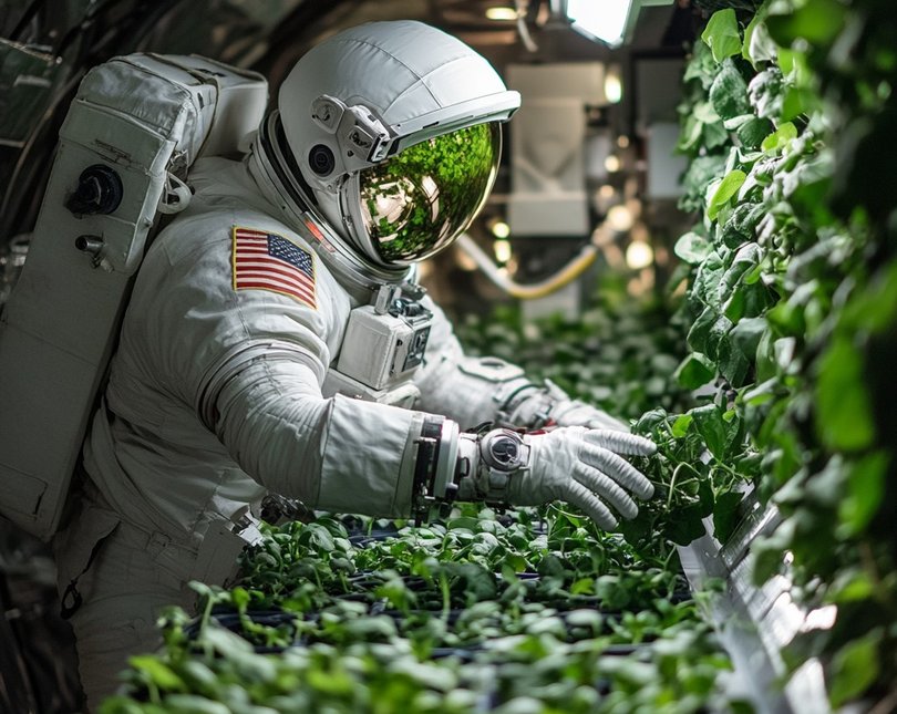 Astronaut growing plants