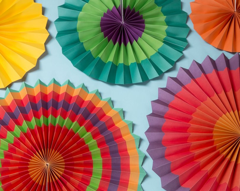 Colourful paper wheels